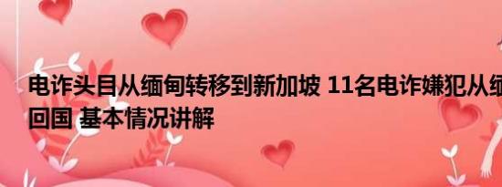 电诈头目从缅甸转移到新加坡 11名电诈嫌犯从缅甸被押解回国 基本情况讲解