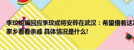 李玟姐姐回应李玟或将安葬在武汉：希望借着这次带妈妈回家乡看看亲戚 具体情况是什么!