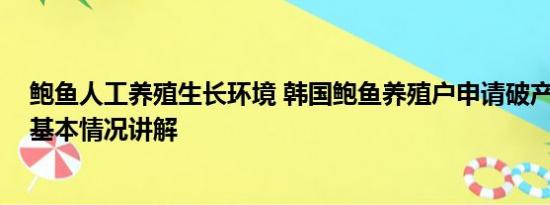 鲍鱼人工养殖生长环境 韩国鲍鱼养殖户申请破产数量激增 基本情况讲解