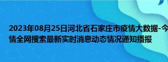 2023年08月25日河北省石家庄市疫情大数据-今日/今天疫情全网搜索最新实时消息动态情况通知播报