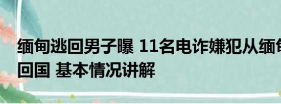 缅甸逃回男子曝 11名电诈嫌犯从缅甸被押解回国 基本情况讲解