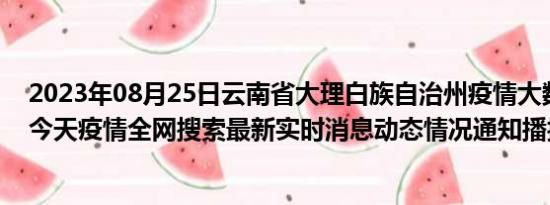 2023年08月25日云南省大理白族自治州疫情大数据-今日/今天疫情全网搜索最新实时消息动态情况通知播报