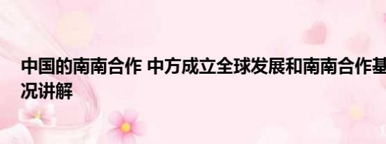 中国的南南合作 中方成立全球发展和南南合作基金 基本情况讲解