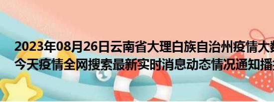 2023年08月26日云南省大理白族自治州疫情大数据-今日/今天疫情全网搜索最新实时消息动态情况通知播报