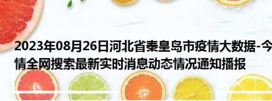 2023年08月26日河北省秦皇岛市疫情大数据-今日/今天疫情全网搜索最新实时消息动态情况通知播报