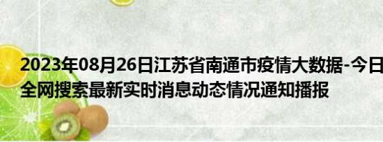 2023年08月26日江苏省南通市疫情大数据-今日/今天疫情全网搜索最新实时消息动态情况通知播报