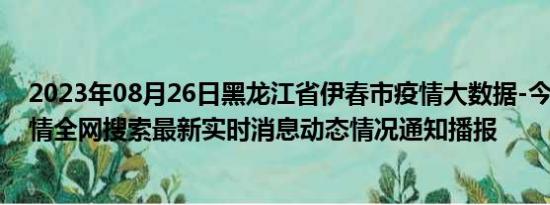 2023年08月26日黑龙江省伊春市疫情大数据-今日/今天疫情全网搜索最新实时消息动态情况通知播报