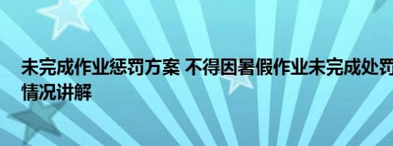 未完成作业惩罚方案 不得因暑假作业未完成处罚学生 基本情况讲解