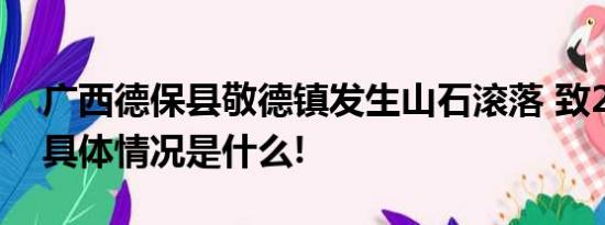 广西德保县敬德镇发生山石滚落 致2人遇难 具体情况是什么!