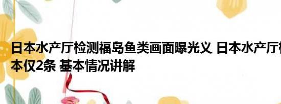 日本水产厅检测福岛鱼类画面曝光义 日本水产厅检测鱼类样本仅2条 基本情况讲解