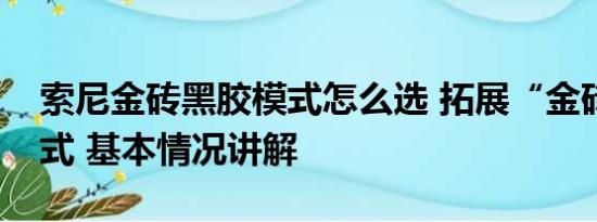 索尼金砖黑胶模式怎么选 拓展“金砖＋”模式 基本情况讲解