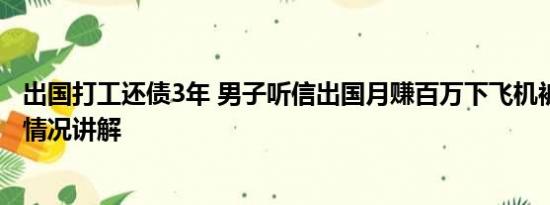 出国打工还债3年 男子听信出国月赚百万下飞机被劝返 基本情况讲解