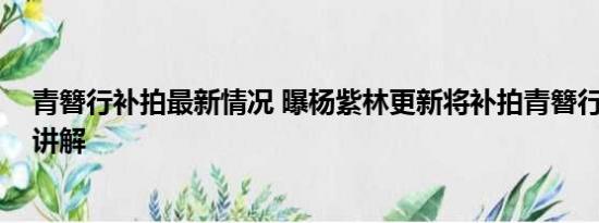 青簪行补拍最新情况 曝杨紫林更新将补拍青簪行 基本情况讲解