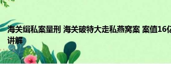 海关缉私案量刑 海关破特大走私燕窝案 案值16亿 基本情况讲解