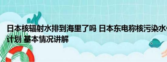 日本核辐射水排到海里了吗 日本东电称核污染水何时排完无计划 基本情况讲解