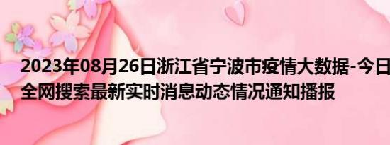 2023年08月26日浙江省宁波市疫情大数据-今日/今天疫情全网搜索最新实时消息动态情况通知播报