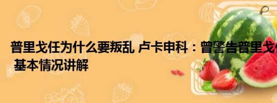 普里戈任为什么要叛乱 卢卡申科：曾警告普里戈任他或被杀 基本情况讲解