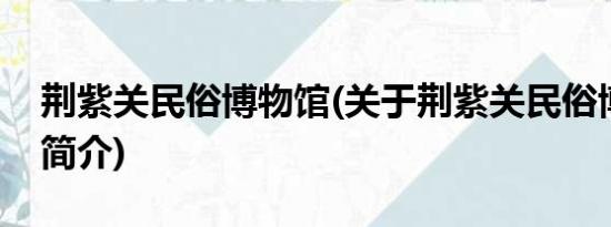 荆紫关民俗博物馆(关于荆紫关民俗博物馆的简介)