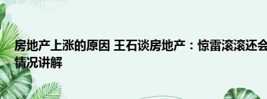 房地产上涨的原因 王石谈房地产：惊雷滚滚还会继续 基本情况讲解