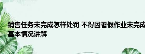 销售任务未完成怎样处罚 不得因暑假作业未完成处罚学生 基本情况讲解