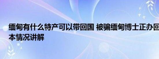 缅甸有什么特产可以带回国 被骗缅甸博士正办回国手续 基本情况讲解