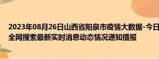 2023年08月26日山西省阳泉市疫情大数据-今日/今天疫情全网搜索最新实时消息动态情况通知播报