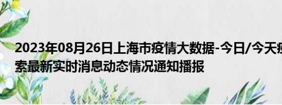 2023年08月26日上海市疫情大数据-今日/今天疫情全网搜索最新实时消息动态情况通知播报