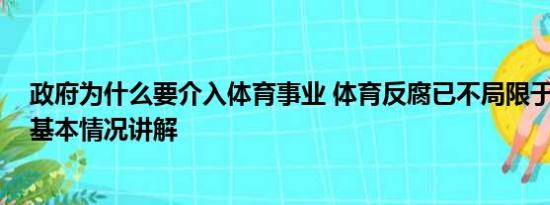 政府为什么要介入体育事业 体育反腐已不局限于足球领域 基本情况讲解