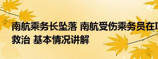 南航乘务长坠落 南航受伤乘务员在ICU接受救治 基本情况讲解