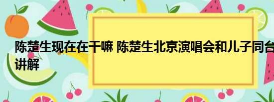 陈楚生现在在干嘛 陈楚生北京演唱会和儿子同台 基本情况讲解