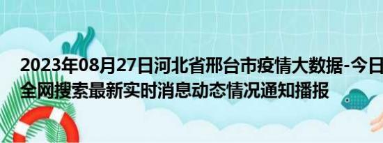 2023年08月27日河北省邢台市疫情大数据-今日/今天疫情全网搜索最新实时消息动态情况通知播报