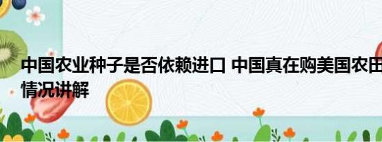 中国农业种子是否依赖进口 中国真在购美国农田吗？ 基本情况讲解