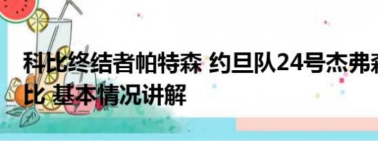 科比终结者帕特森 约旦队24号杰弗森神似科比 基本情况讲解