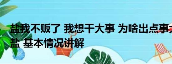 盐我不贩了 我想干大事 为啥出点事大家总抢盐 基本情况讲解