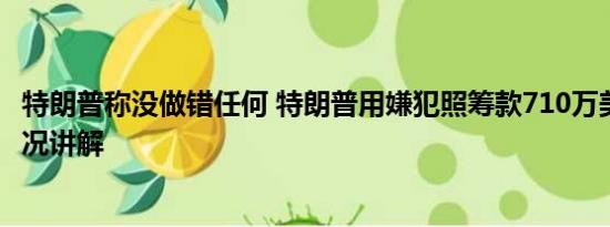 特朗普称没做错任何 特朗普用嫌犯照筹款710万美元 基本情况讲解