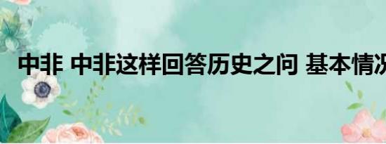 中非 中非这样回答历史之问 基本情况讲解