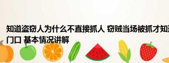 知道盗窃人为什么不直接抓人 窃贼当场被抓才知道是派出所门口 基本情况讲解