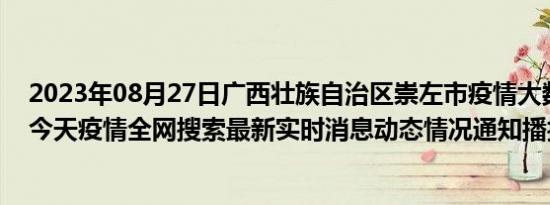 2023年08月27日广西壮族自治区崇左市疫情大数据-今日/今天疫情全网搜索最新实时消息动态情况通知播报