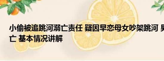 小偷被追跳河溺亡责任 疑因早恋母女吵架跳河 男友营救溺亡 基本情况讲解