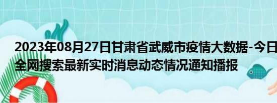 2023年08月27日甘肃省武威市疫情大数据-今日/今天疫情全网搜索最新实时消息动态情况通知播报