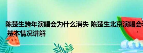 陈楚生跨年演唱会为什么消失 陈楚生北京演唱会和儿子同台 基本情况讲解