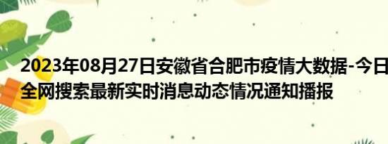 2023年08月27日安徽省合肥市疫情大数据-今日/今天疫情全网搜索最新实时消息动态情况通知播报