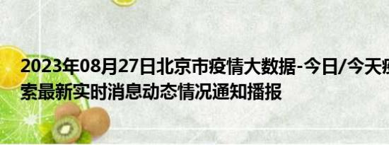 2023年08月27日北京市疫情大数据-今日/今天疫情全网搜索最新实时消息动态情况通知播报