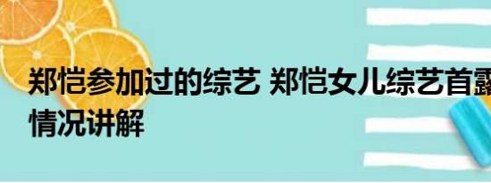 郑恺参加过的综艺 郑恺女儿综艺首露面 基本情况讲解