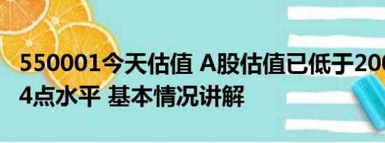 550001今天估值 A股估值已低于2008年1664点水平 基本情况讲解