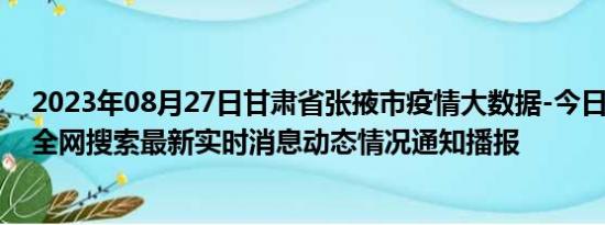 2023年08月27日甘肃省张掖市疫情大数据-今日/今天疫情全网搜索最新实时消息动态情况通知播报