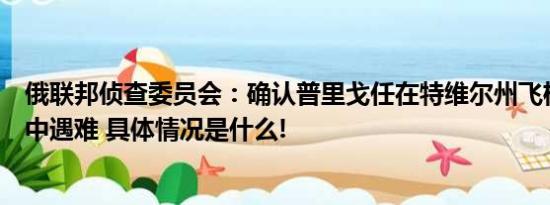 俄联邦侦查委员会：确认普里戈任在特维尔州飞机失事事件中遇难 具体情况是什么!