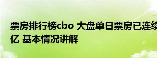 票房排行榜cbo 大盘单日票房已连续68天破亿 基本情况讲解