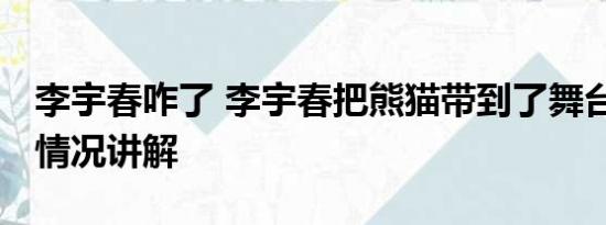 李宇春咋了 李宇春把熊猫带到了舞台上 基本情况讲解