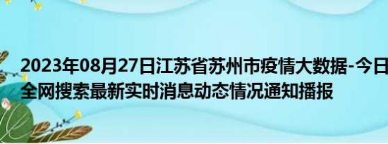 2023年08月27日江苏省苏州市疫情大数据-今日/今天疫情全网搜索最新实时消息动态情况通知播报